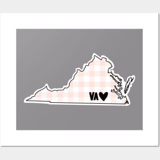 USA States: Virginia (pink plaid) Posters and Art